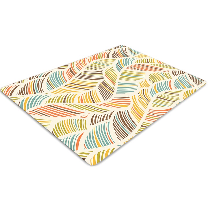 Covor pentru scaun de birou, PVC, valuri abstracte, Verde, 140 cm x 100 cm, 010250310030100030072