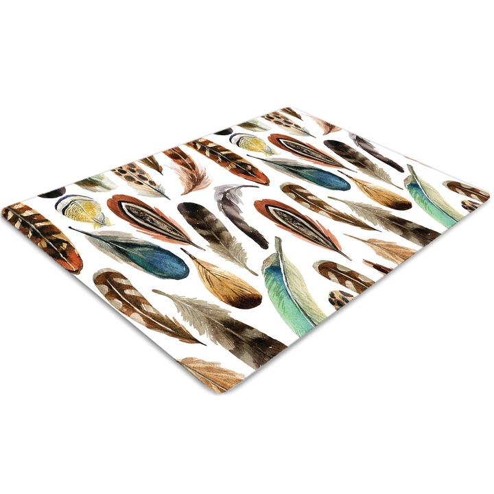 Covor pentru scaun de birou, PVC, pene de acuarela, Alb, 140 cm x 100 cm, 010250310030100030153