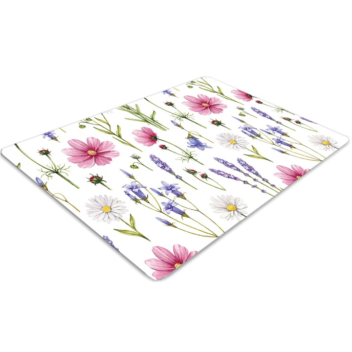 Covor pentru scaun de birou, PVC, margarete zilnice, Verde, 140 cm x 100 cm, 010250310030100030200