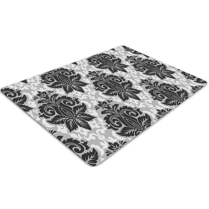 Covor pentru scaun de birou, PVC, model gri, Alb, 140 cm x 100 cm, 010250310030100030068