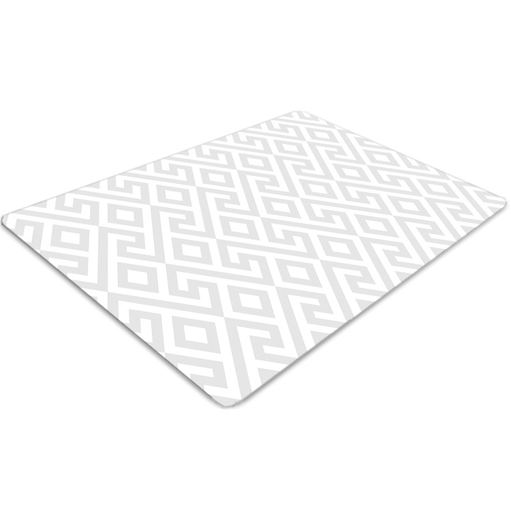 Covor pentru scaun de birou, PVC, ornament grecesc, Gri, 140 cm x 100 cm, 010250310030100030242