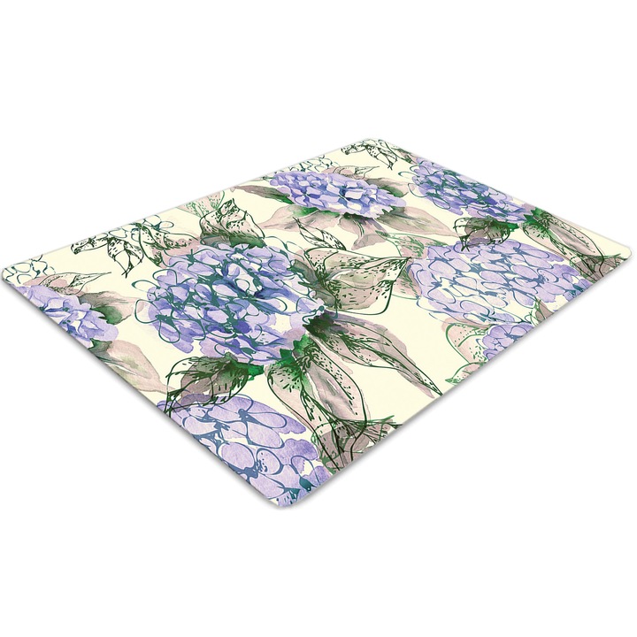 Covor pentru scaun de birou, PVC, hortensie, Albastru, 140 cm x 100 cm, 010250310030100030216