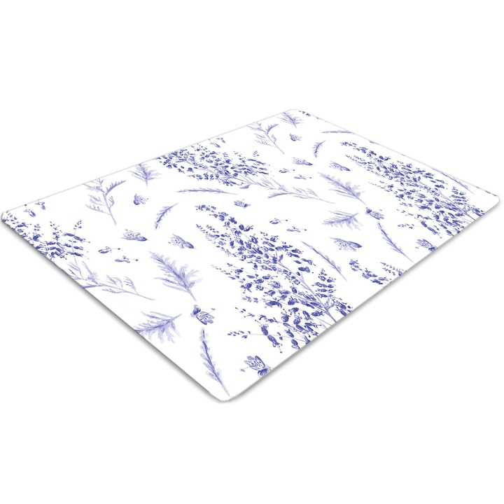 Covor pentru scaun de birou, PVC, acuarela lavanda, Albastru, 140 cm x 100 cm, 010250310030100030214