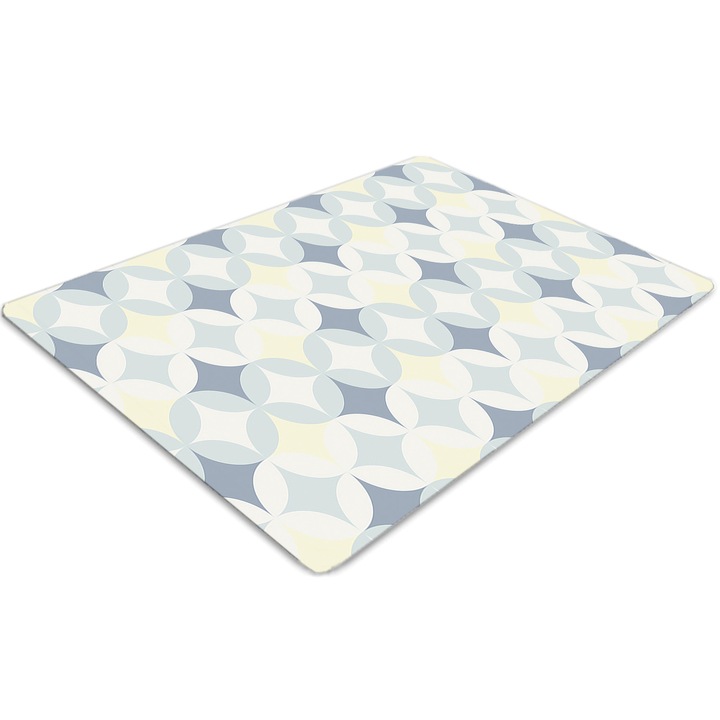 Covor pentru scaun de birou, PVC, model retro, Albastru, 140 cm x 100 cm, 010250310030100030325