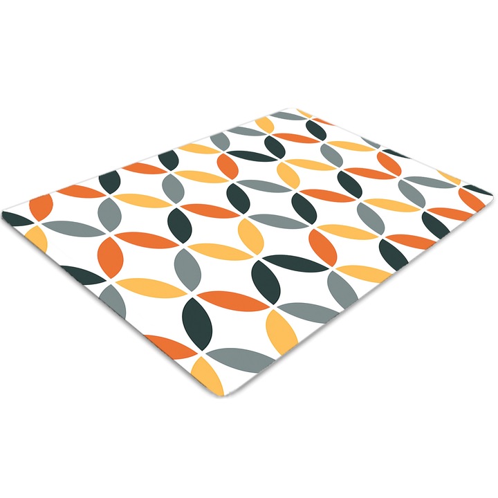 Covor pentru scaun de birou, PVC, roti geometrice, Maro, 140 cm x 100 cm, 010250310030100030297