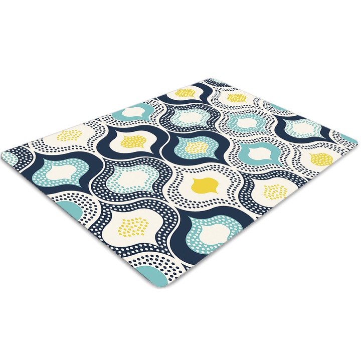 Covor pentru scaun de birou, PVC, doodle puncte, Albastru, 140 cm x 100 cm, 010250310030100030302