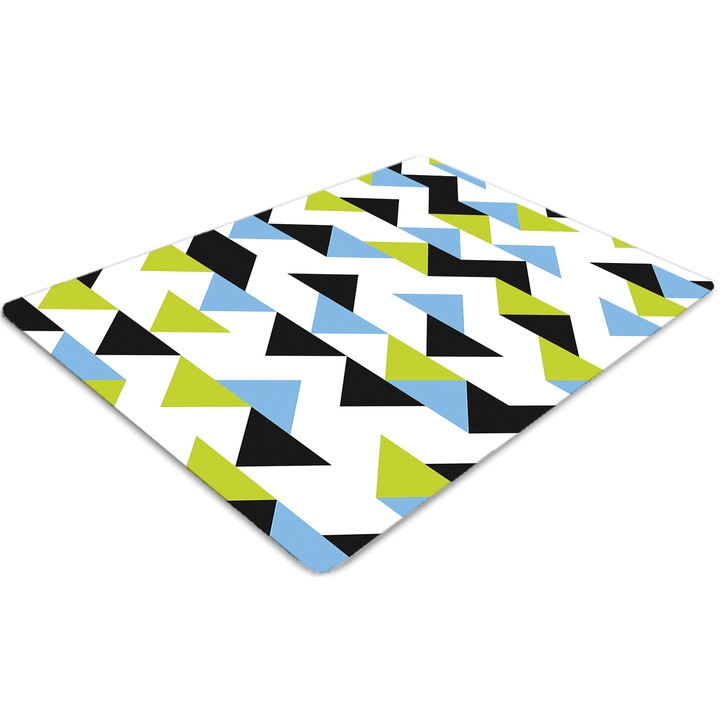 Covor pentru scaun de birou, PVC, triunghiuri zburatoare, Verde, 140 cm x 100 cm, 010250310030100030329