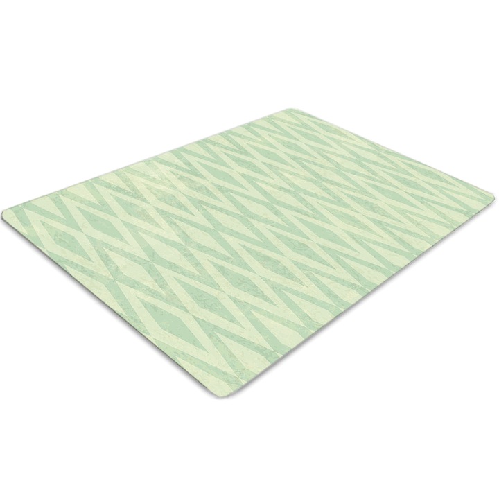 Covor PVC, Tulup, Vinil, Dreptunghi, Rombul verde, Verde, 100 cm x 70 cm, 010250310010100030348