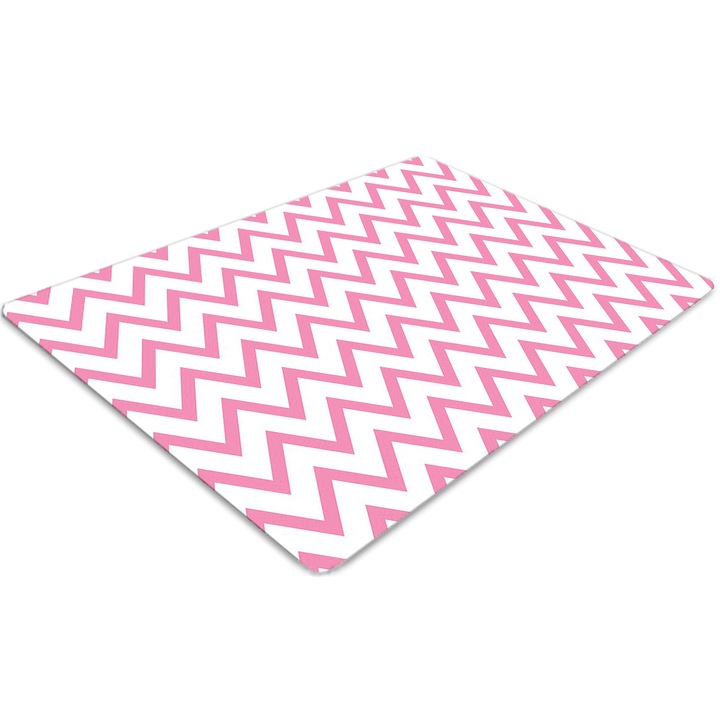 Covor pentru scaun de birou, PVC, zigzaguri roz, Roz, 140 cm x 100 cm, 010250310030100030347