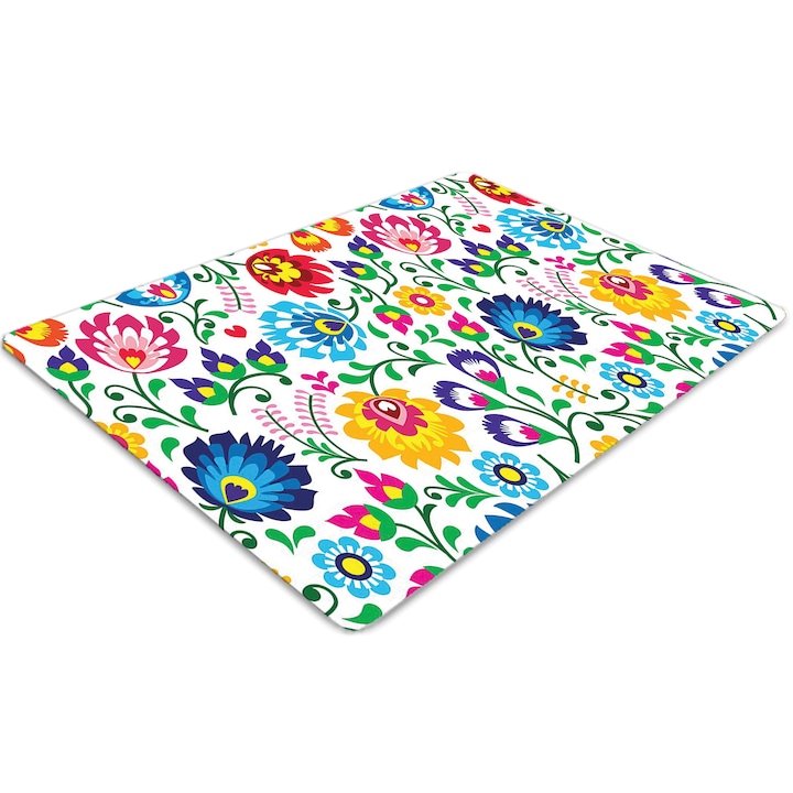 Covor pentru scaun de birou, PVC, arta folk, Verde, 140 cm x 100 cm, 010250310030100006731