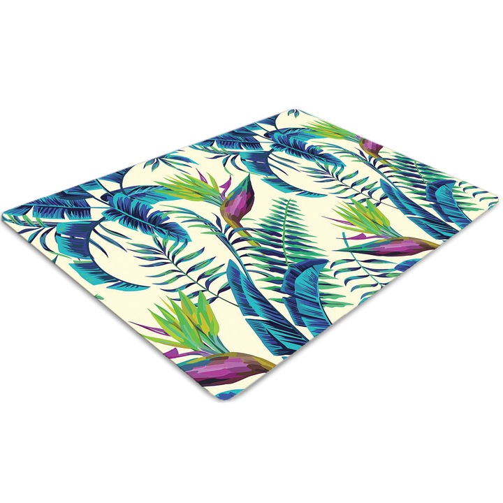 Covor pentru scaun de birou, PVC, imagine tropicala, Verde, 140 cm x 100 cm, 010250310030100006778