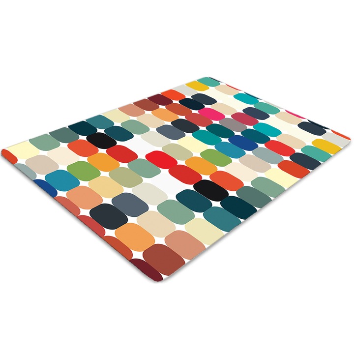 Covor pentru scaun de birou, PVC, model geometric, Verde, 140 cm x 100 cm, 010250310030100005954