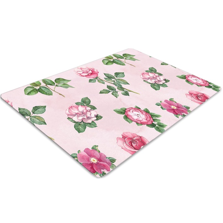 Covor pentru scaun de birou, PVC, trandafir cu tepi, Roz, 140 cm x 100 cm, 010250310030100030451