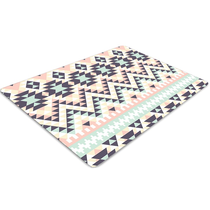 Covor pentru scaun de birou, PVC, model tribal, Gri, 140 cm x 100 cm, 010250310030100007927