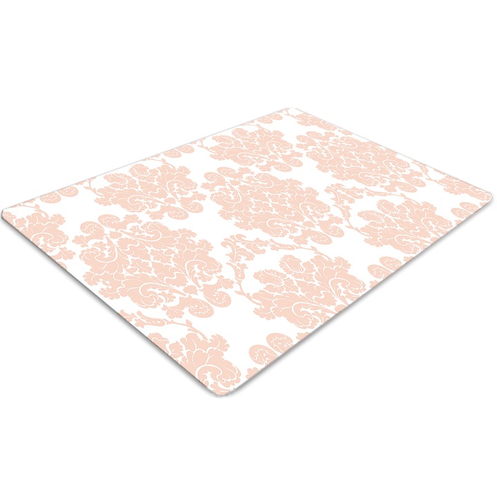Covor pentru scaun de birou, PVC, ornament floral, Alb, 140 cm x 100 cm, 010250310030100030494