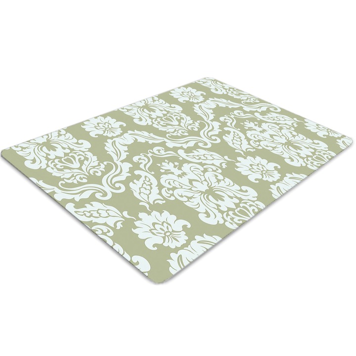 Covor pentru scaun de birou, PVC, ornament verde, Verde, 140 cm x 100 cm, 010250310030100030495