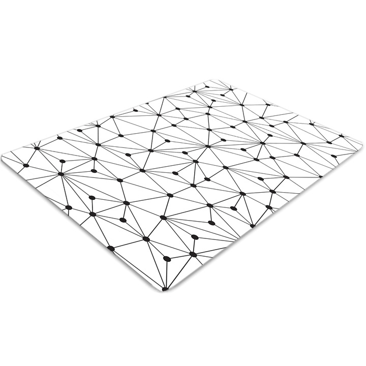 Covor pentru scaun de birou, PVC, liniute si puncte, Gri, 140 cm x 100 cm, 010250310030100007898