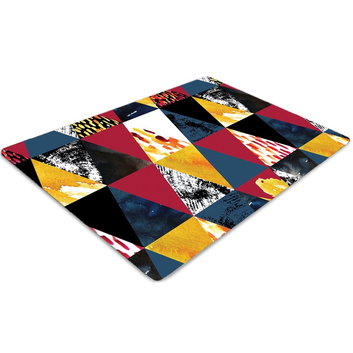 Covor pentru scaun de birou, PVC, mozaic cu triunghiuri, Roz, 140 cm x 100 cm, 010250310030100030517