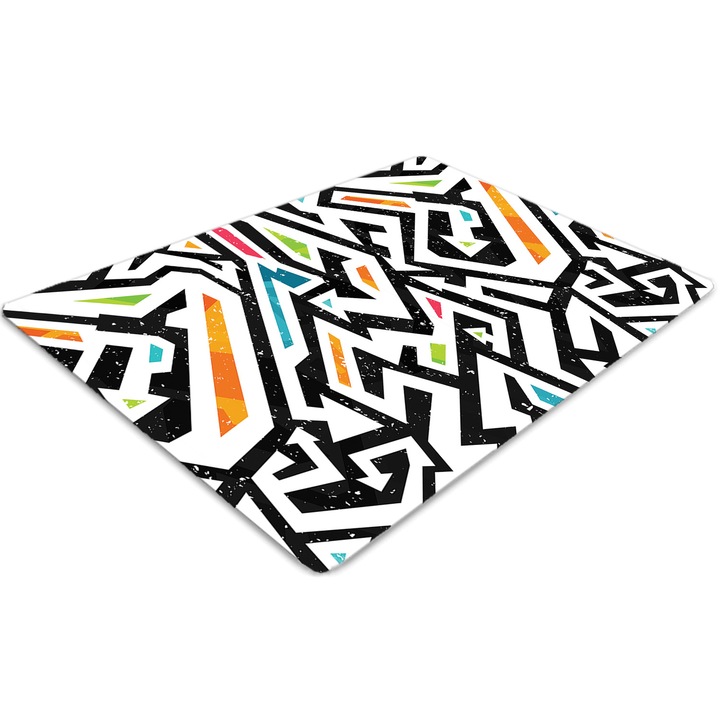 Covor pentru scaun de birou, PVC, graffiti, Gri, 140 cm x 100 cm, 010250310030100030560