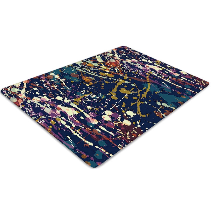 Covor pentru scaun de birou, PVC, pete de acuarela, Negru, 140 cm x 100 cm, 010250310030100030570