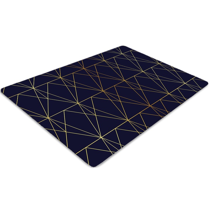 Covor PVC, Tulup, Vinil, Dreptunghi, Model triunghiular, Negru, 100 cm x 70 cm, 010250310010100013070
