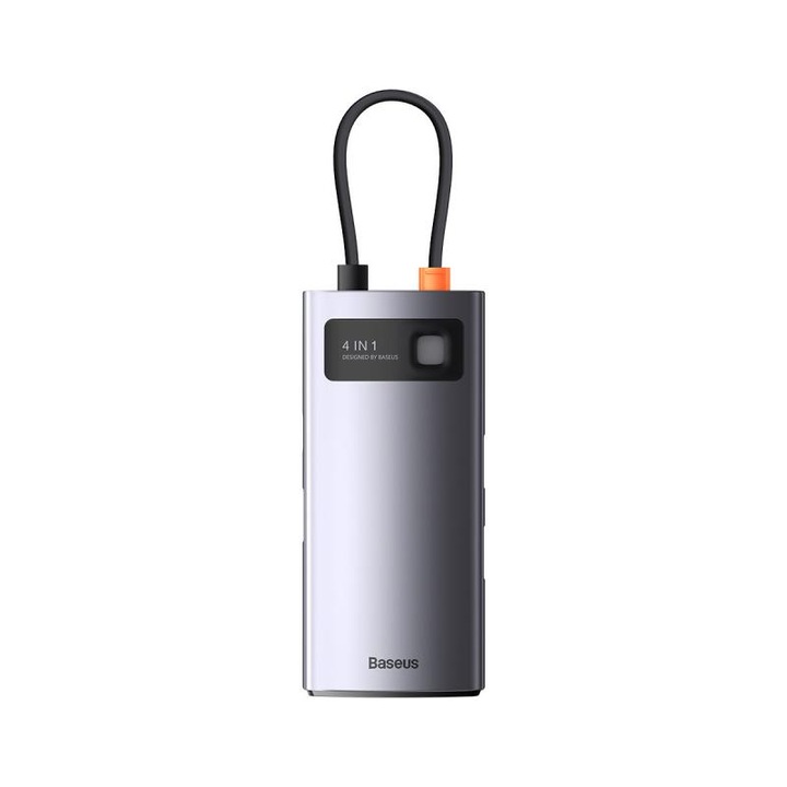 Хъб 4в1 Baseus Metal Gleam Series, USB-C към 3x USB 3.0 + Ethernet RJ45