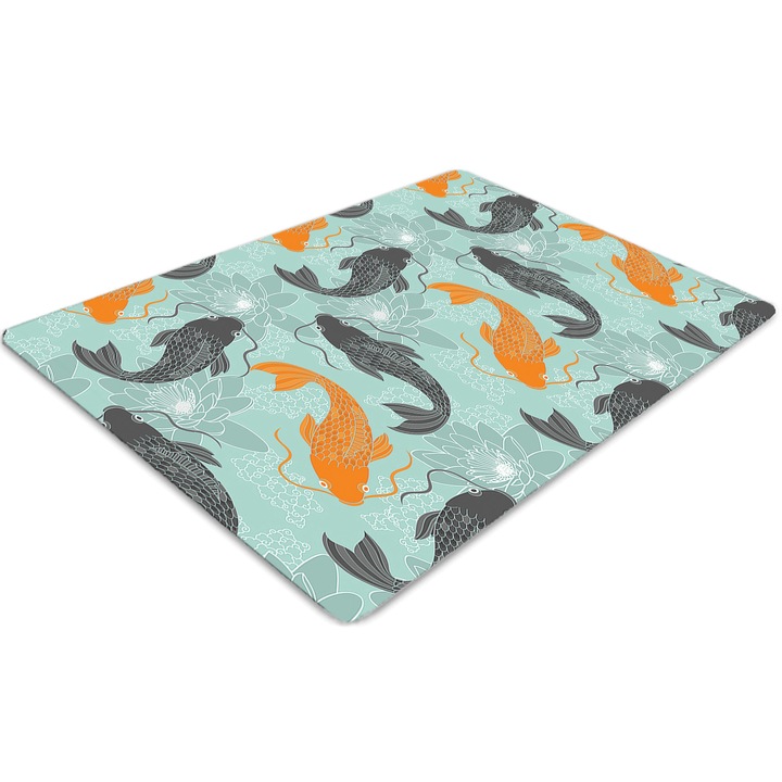 Covor pentru scaun de birou, PVC, crap chinezesc, Albastru, 140 cm x 100 cm, 010250310030100030588