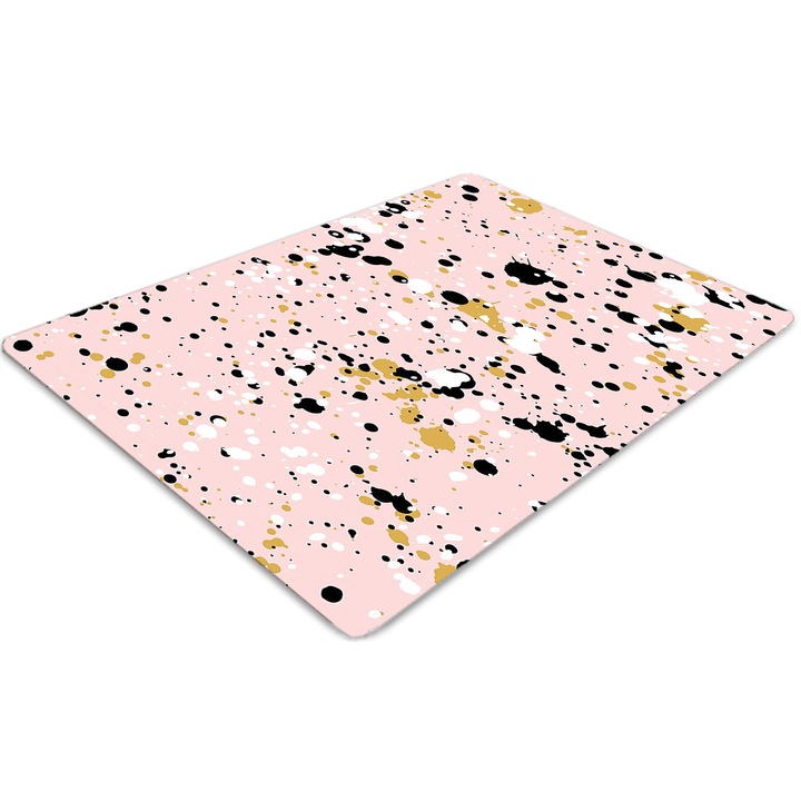 Covor pentru scaun de birou, PVC, pete pictate, Roz, 140 cm x 100 cm, 010250310030100030561