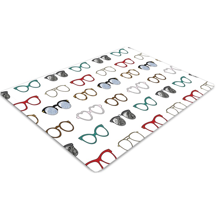 Covor PVC, Tulup, Vinil, Dreptunghi, Ochelari retro, Gri, 100 cm x 70 cm, 010250310010100019173