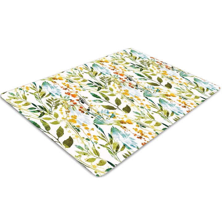 Covor pentru scaun de birou, PVC, flori boho, Roz, 140 cm x 100 cm, 010250310030100030320