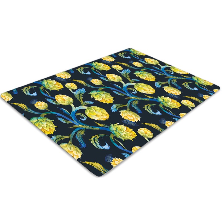 Covor pentru scaun de birou, PVC, flori de anghinare, Negru, 140 cm x 100 cm, 010250310030100030680