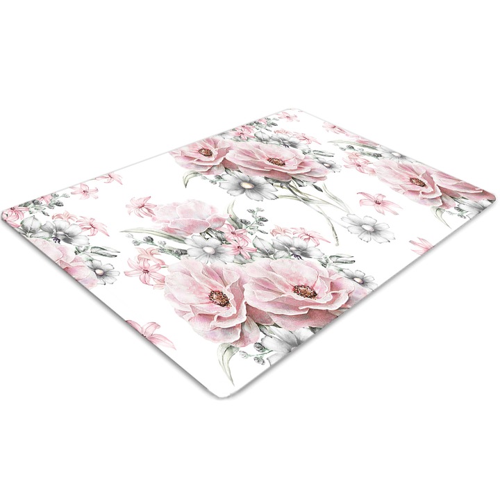 Covor PVC, Tulup, Vinil, Dreptunghi, Floare, Roz, 100 cm x 70 cm, 010250310010100030688