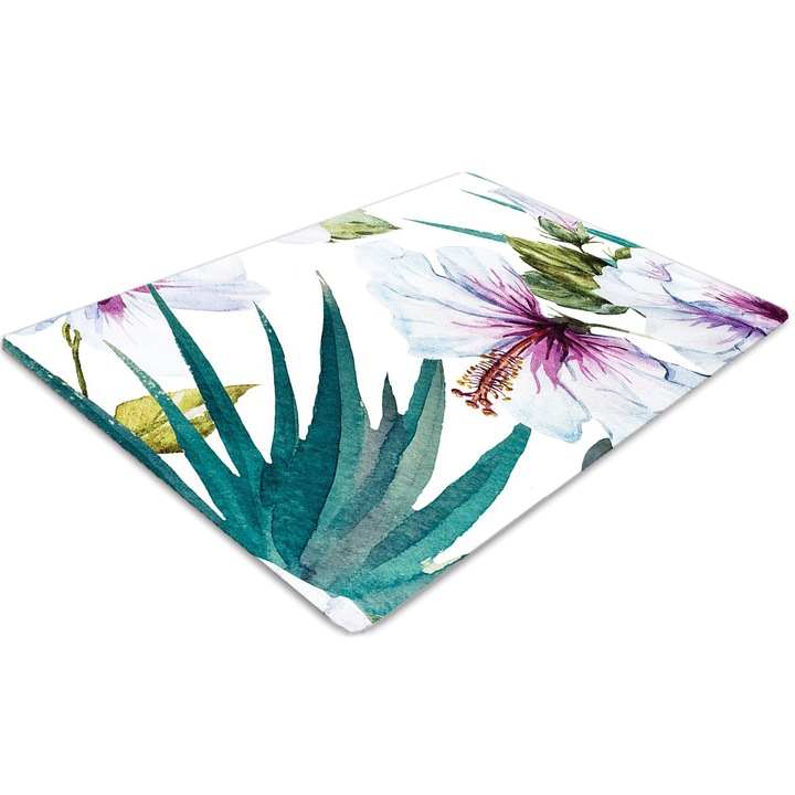 Covor pentru scaun de birou, PVC, natura tropicala, Albastru, 140 cm x 100 cm, 010250310030100030837