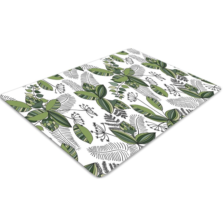 Covor PVC. Tulup. Vinil. Dreptunghi. Model botanic. Verde. 140 cm x 100 cm. 010250310030100030631