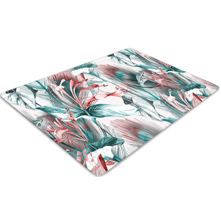 Covor PVC. Tulup. Vinil. Dreptunghi. Desen tropical. Albastru. 120 cm x 90 cm. 010250310020100030841