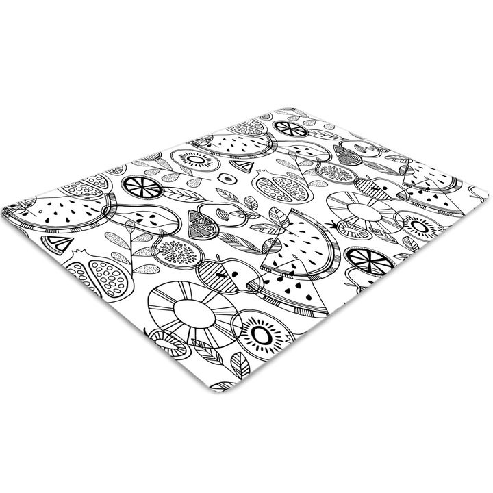 Covor pentru scaun de birou, PVC, fructe, Gri, 140 cm x 100 cm, 010250310030100030874