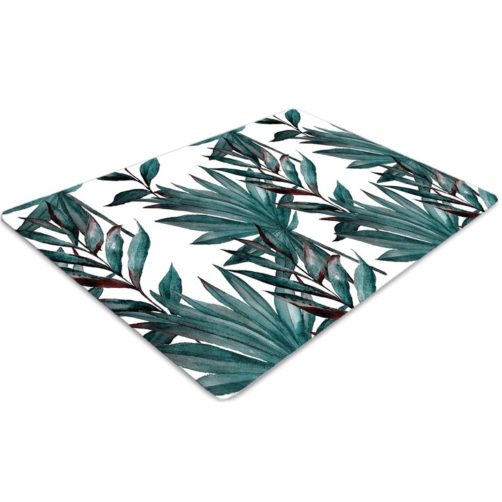 Covor pentru scaun de birou, PVC, ilustratie tropicala, Albastru, 140 cm x 100 cm, 010250310030100029944