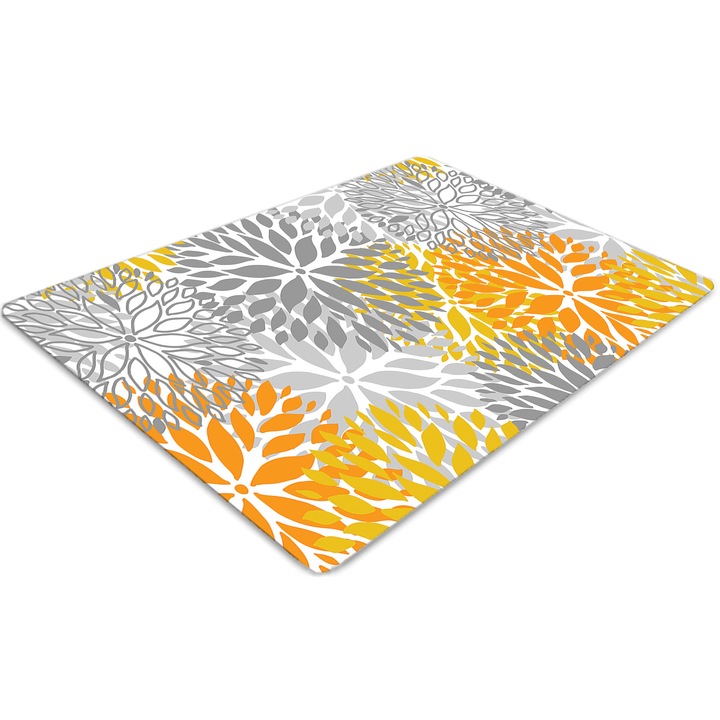 Covor PVC. Tulup. Vinil. Dreptunghi. Crizanteme. Alb. 140 cm x 100 cm. 010250310030100030676