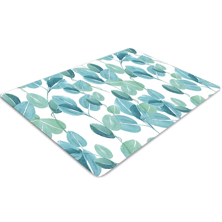 Covor PVC, Tulup, Vinil, Dreptunghi, Eucalipt, Albastru, 140 cm x 100 cm, 010250310030100030011