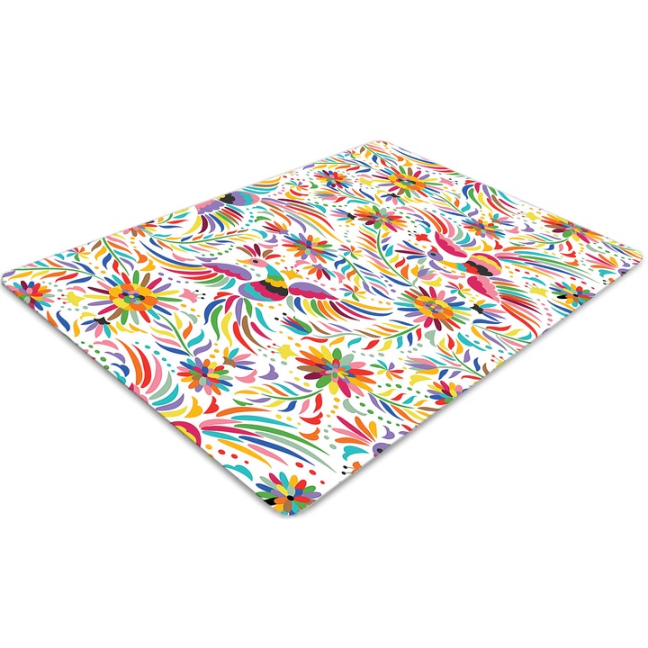 Covor pentru scaun de birou, PVC, pasari, Verde, 140 cm x 100 cm, 010250310030100012915