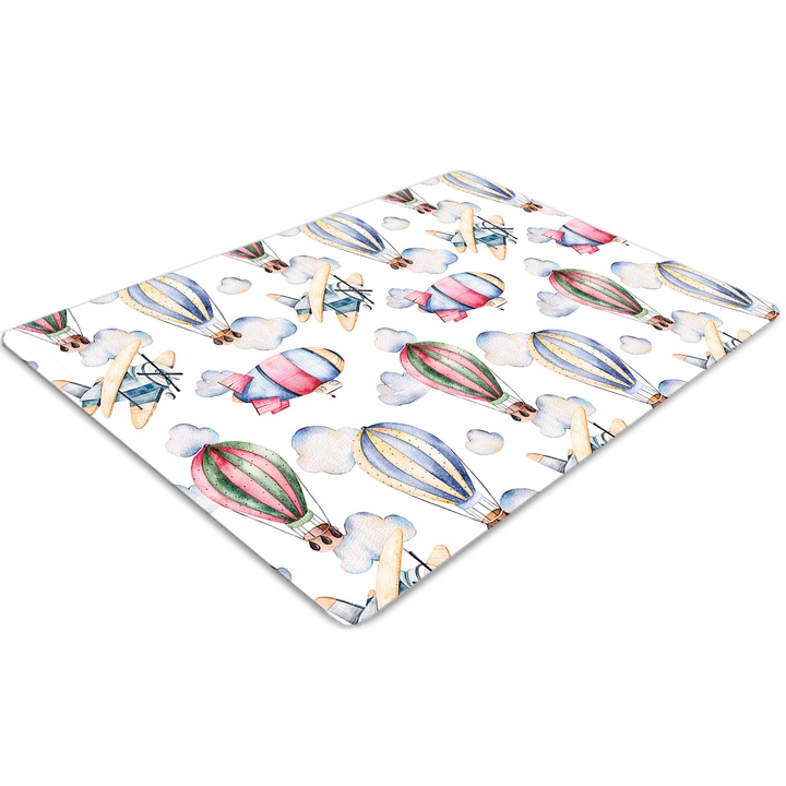 Covor PVC, Tulup, Vinil, Dreptunghi, Baloane si dirijabile, Roz, 140 cm x 100 cm, 010250310030100006164