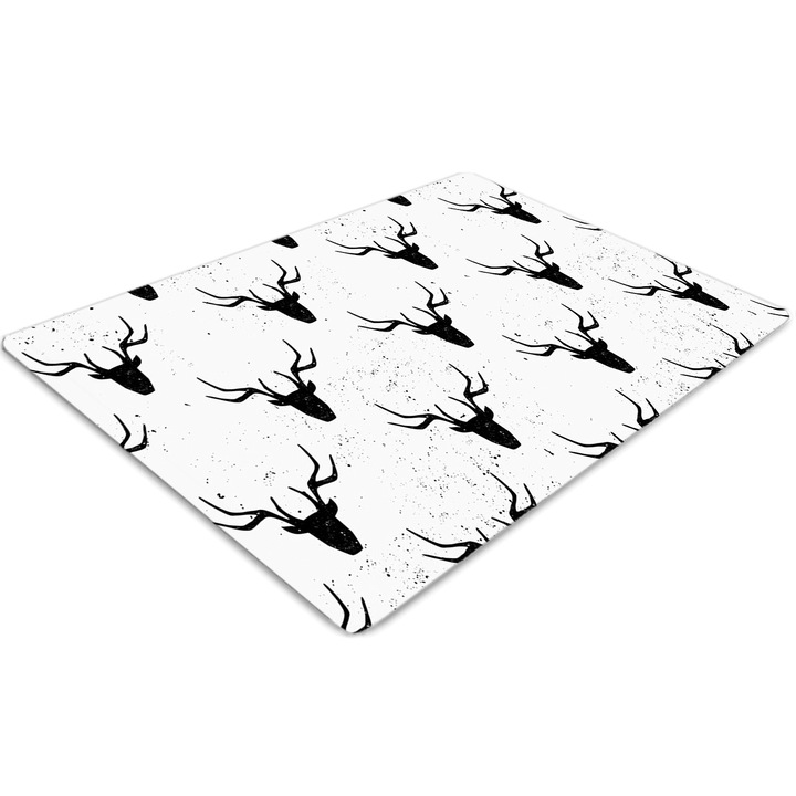 Covor PVC, Tulup, Vinil, Dreptunghi, Cap de caprioara, Gri, 140 cm x 100 cm, 010250310030100013130