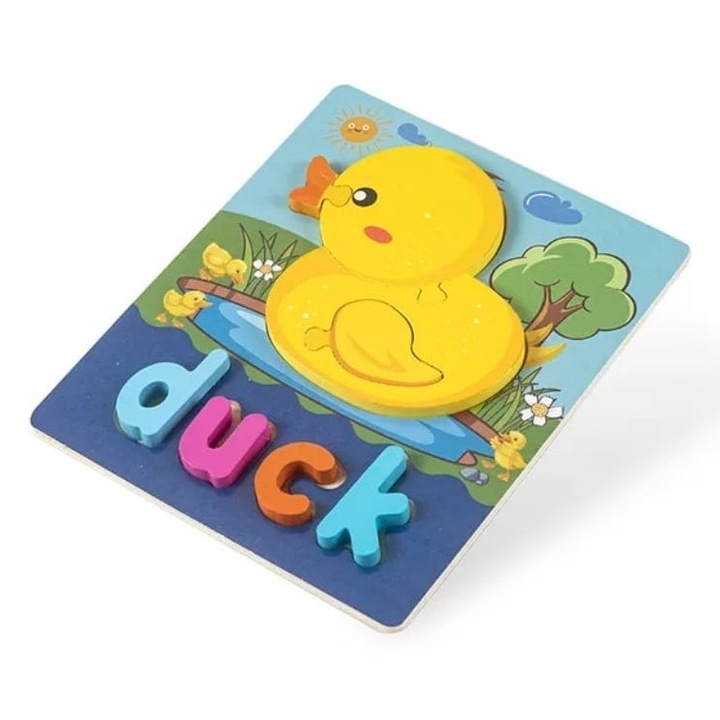 Puzzle din lemn, Ratusca, 8 piese, multicolor, 2 ani+