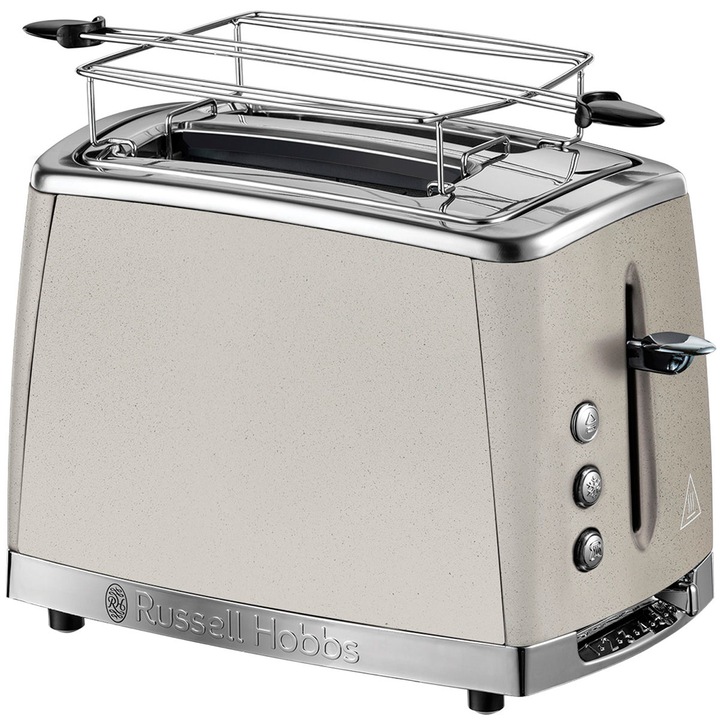 Prajitor de paine Russell Hobbs Luna Stone 26970-56, 1550 W, Textura de piatra, Fante late, Crem