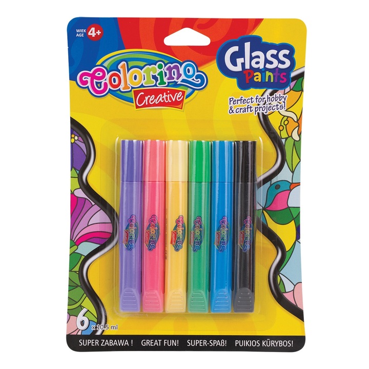 Set 6 vopsele pictura pe sticla Patio Colorino, CoolPack, 10.5 ml, Multicolor
