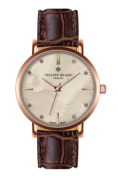 Philipp Blanc, Bőrszíjas karóra krokodilbőr hatással, Barna