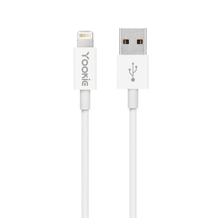 Yookie CB1 adat- és töltőkábel, USB-Lightning típusú, kompatibilis az Iphone-nal, 2m, fehér