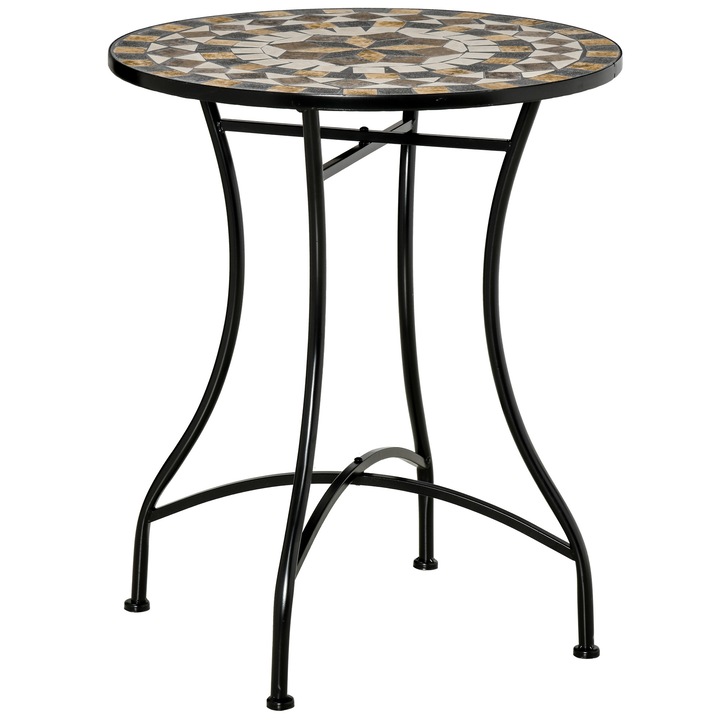Masa gradina, Outsunny, Metal/Ceramica, 60x71cm, Multicolor
