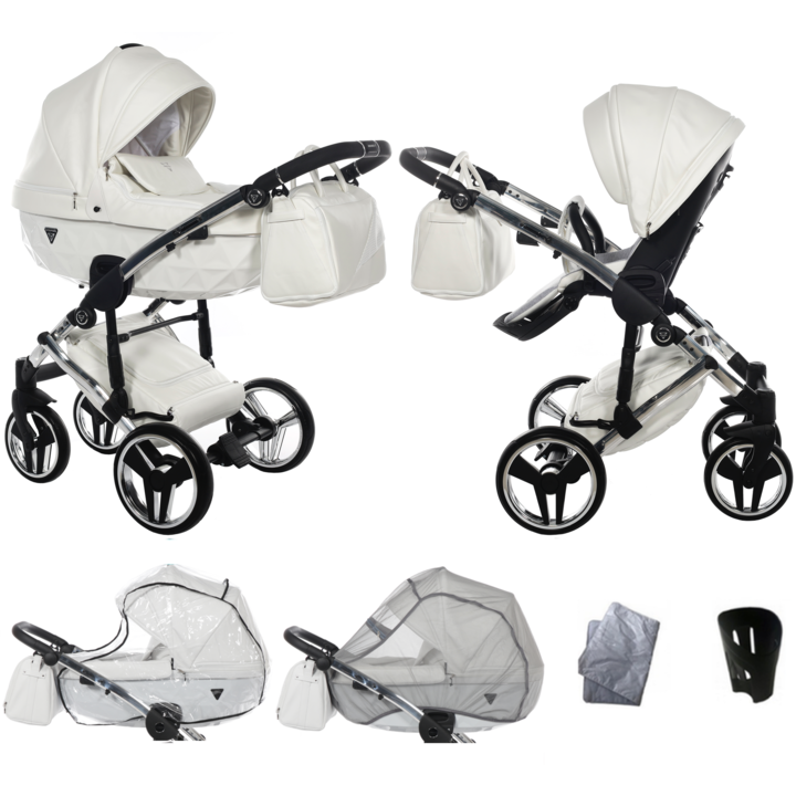 Carucior Individual V2, Junama, 2in1, Aluminiu, Alb/Negru