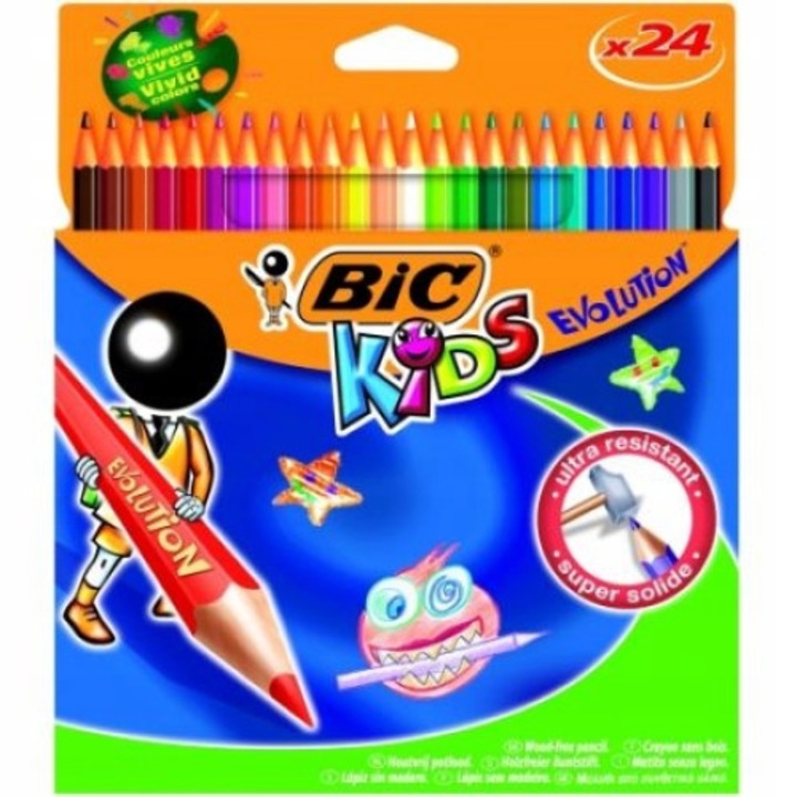 24 db színes ceruza készlet, Bic, Multicolor